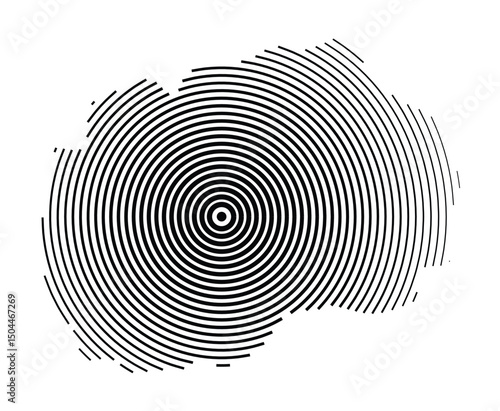 Abstract map of North Macedonia showing the country with concentric black tapering lines