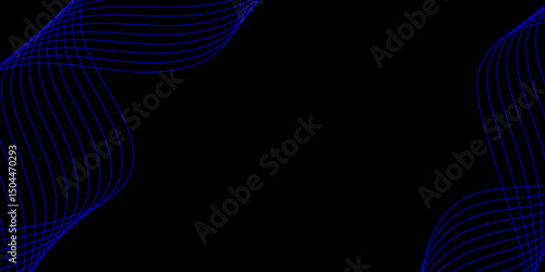 Abstract black background with a glowing abstract waves. Abstract wave element for design. Digital frequency track equalizer, Futuristic background design. Long exposure, Light painting photography.