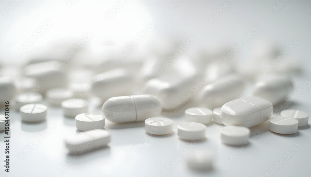 Pills and Capsules on White Surface Pills and Capsules on White Surface