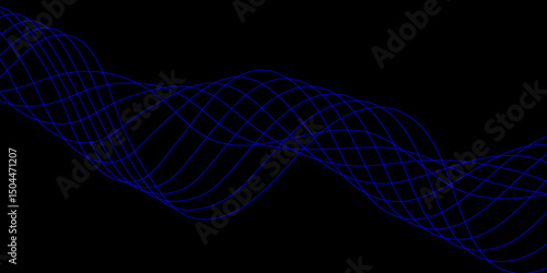 Abstract black background with a glowing abstract waves. Abstract wave element for design. Digital frequency track equalizer, Futuristic background design. Long exposure, Light painting photography.