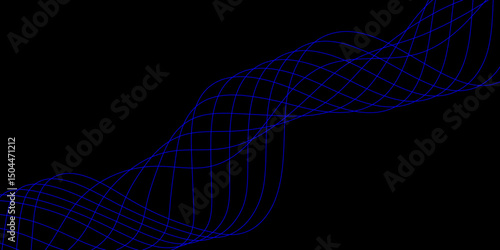 Abstract black background with a glowing abstract waves. Abstract wave element for design. Digital frequency track equalizer, Futuristic background design. Long exposure, Light painting photography.