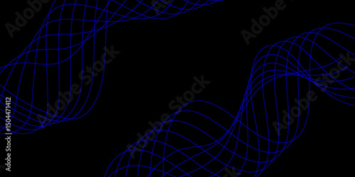 Abstract black background with a glowing abstract waves. Abstract wave element for design. Digital frequency track equalizer, Futuristic background design. Long exposure, Light painting photography.