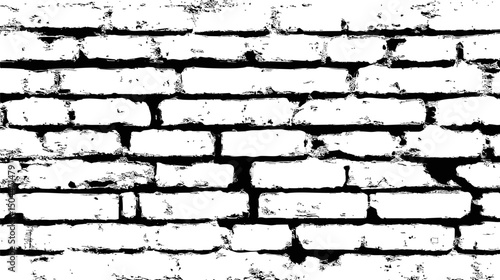 White grunge brick wall with black mortar texture, conceptual urban design. Vector illustration