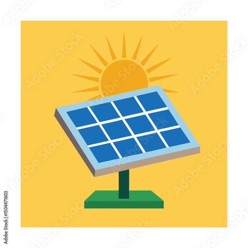 Solar panel generating electricity with bright sun energy for renewable power generation