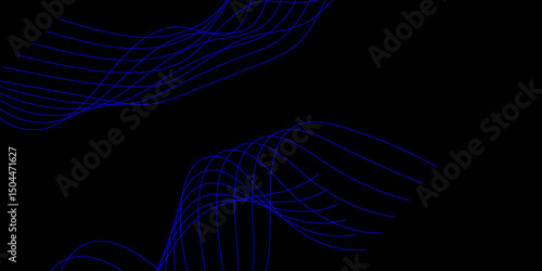 Abstract black background with a glowing abstract waves. Abstract wave element for design. Digital frequency track equalizer, Futuristic background design. Long exposure, Light painting photography.