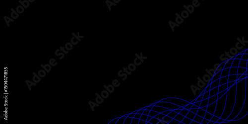 Abstract black background with a glowing abstract waves. Abstract wave element for design. Digital frequency track equalizer, Futuristic background design. Long exposure, Light painting photography.