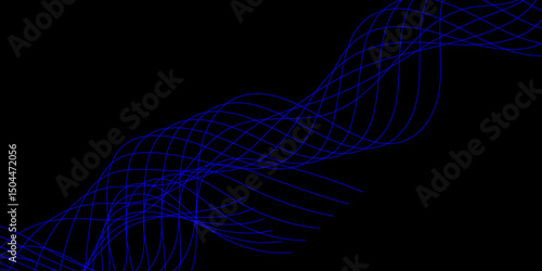 Abstract black background with a glowing abstract waves. Abstract wave element for design. Digital frequency track equalizer, Futuristic background design. Long exposure, Light painting photography.