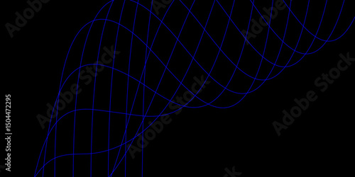 Abstract black background with a glowing abstract waves. Abstract wave element for design. Digital frequency track equalizer, Futuristic background design. Long exposure, Light painting photography.