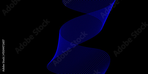 Abstract black background with a glowing abstract waves. Abstract wave element for design. Digital frequency track equalizer, Futuristic background design. Long exposure, Light painting photography.