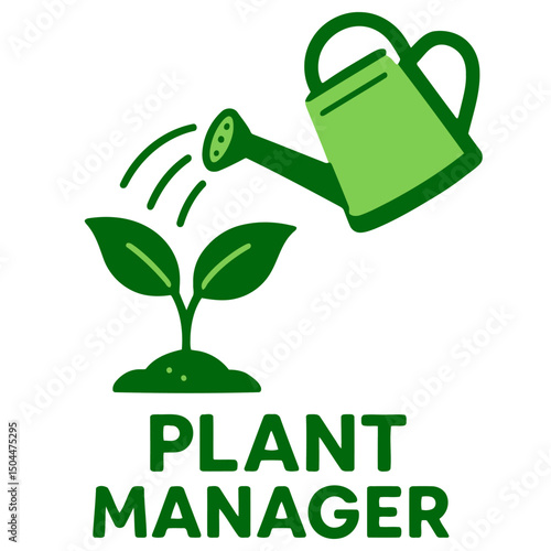 Plant Manager – Funny Gardening Dad T-Shirt Design with Watering Can and Plant Graphic for Green Thumb Fathers