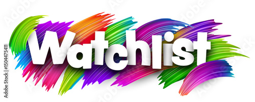 Watchlist in bold white text over vivid colorful strokes. Vector illustration for crypto portfolio tracking and trends.