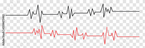 Heart beat icon set. Wave pulse. Cardio graph symbol. Heartbeat pulse. Diagram, monitor curve graph. Heart rate pulse rhythm line with editable stroke. Vector Medical Illustration. Eps file 60.