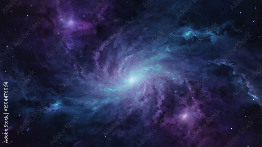 Fototapeta premium Cosmic nebula swirl purple blue galaxy space