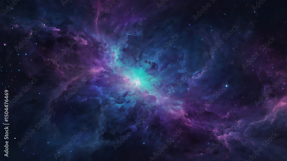 Fototapeta premium Cosmic nebula purple blue starry night space
