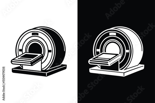 MRI Icon Vector Collection. Black and White Silhouettes for Design