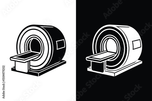 MRI Scanner Icon Silhouette. Vector Symbols for Medical Design