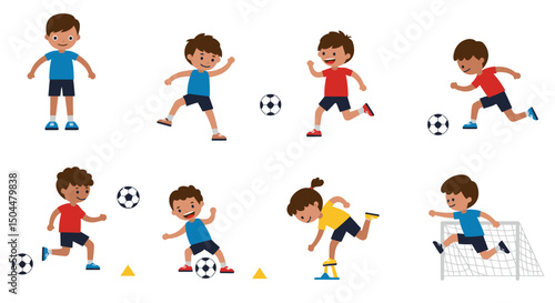 Diverse Children Engaging in Dynamic Soccer Play