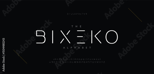 Minimal modern alphabet fonts and numbers. Abstract urban thin line font typography typeface uppercase lowercase. vector illustration