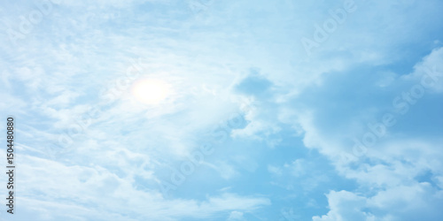sunny sky blue light watercolor background. Aquarelle painting brush effect card paper textured canvas cloudy smoke space for text, entertaining card, template. aquamarine color graphics illustration