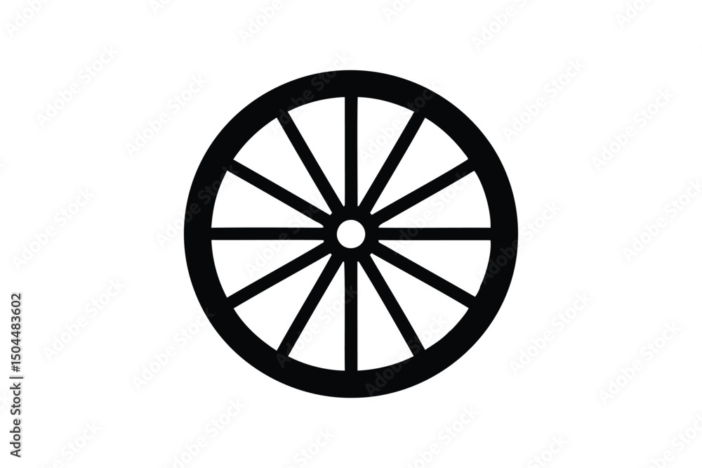 Obraz premium wagon wheel silhouette on white background