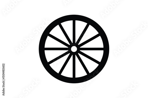 wagon wheel silhouette on white background