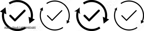Update icon set. rotating check mark. refresh icons. Industrial cycle concept. Rotating gear wheel. system and more. progress bar and install icon. Loading process
