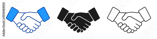 Handshake icon set, friendly deal symbol, partnership symbol, business agreement handshake sign – vector
