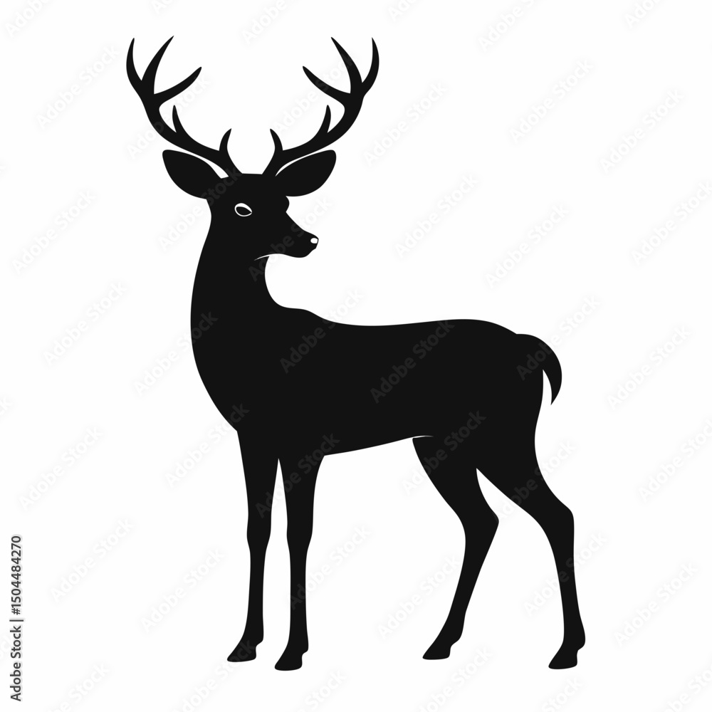 Obraz premium AI Generated Deer Vector Silhouette Isolate White Background
