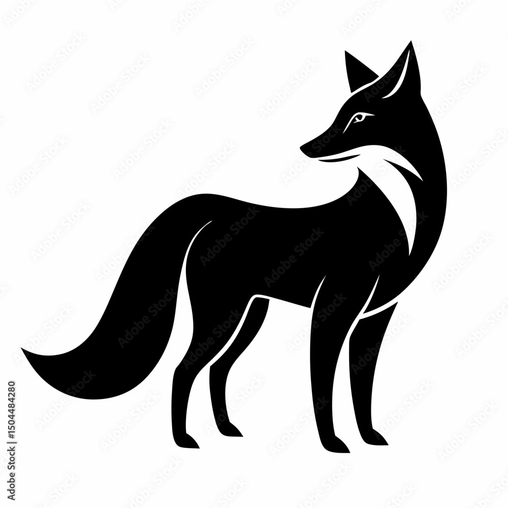 AI Generated Fox Vector Silhouette Isolate White Background AI Generated Fox Vector Silhouette Isolate White Background