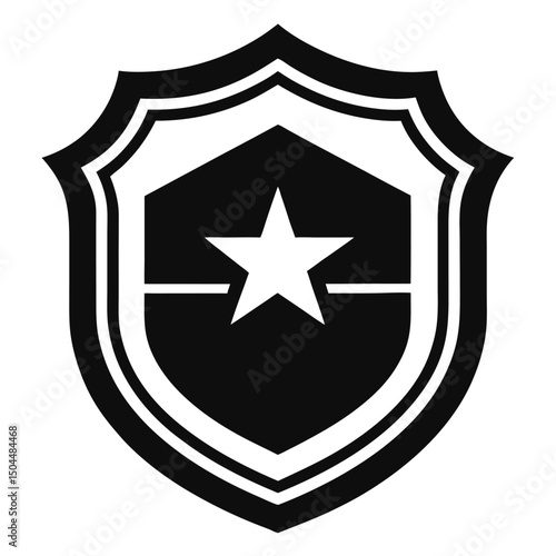 Black and White Minimalist Police Shield Icon