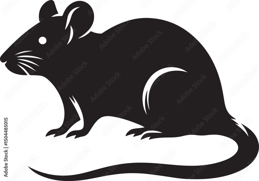 Obraz premium Rat Black Silhouette Vector, Urban Rodent Clipart & Creepy Animal Design