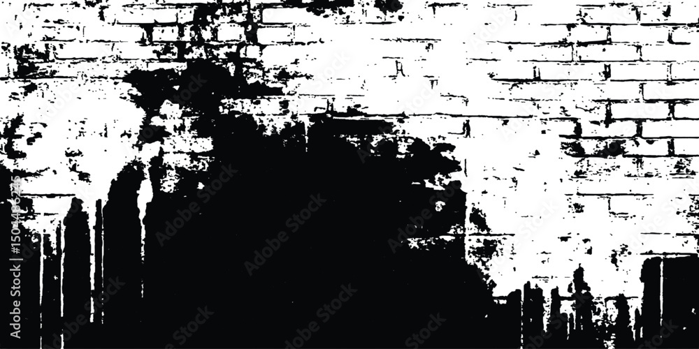 Vector brick wall grange texture. Brick wall background, black and white. Close-up bright vintage brick wall background. Brick texture with scratches and cracks Vector brick wall grange texture. Brick wall background, black and white. Close-up bright vintage brick wall background. Brick texture with scratches and cracks