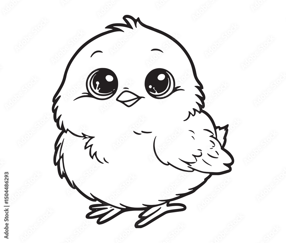 Obraz premium Cartoon chicken vector illustration. Cut baby chicken outline drawing for coloring