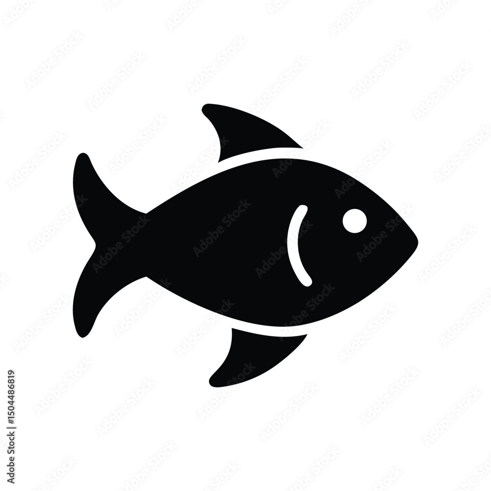 Obraz premium A black cartoon fish silhouette with sharp teeth.