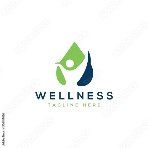 Human water wellness care logo design concept creative modern minimal wellbeing mediation