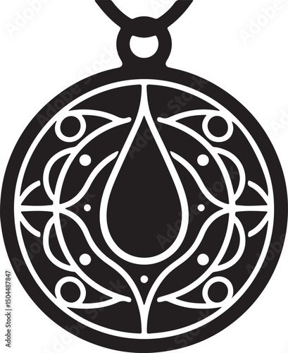 Amulet Black Silhouette Vector, Mystical Charm Clipart & Magical Symbol Design