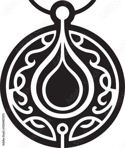 Amulet Black Silhouette Vector, Mystical Charm Clipart & Magical Symbol Design