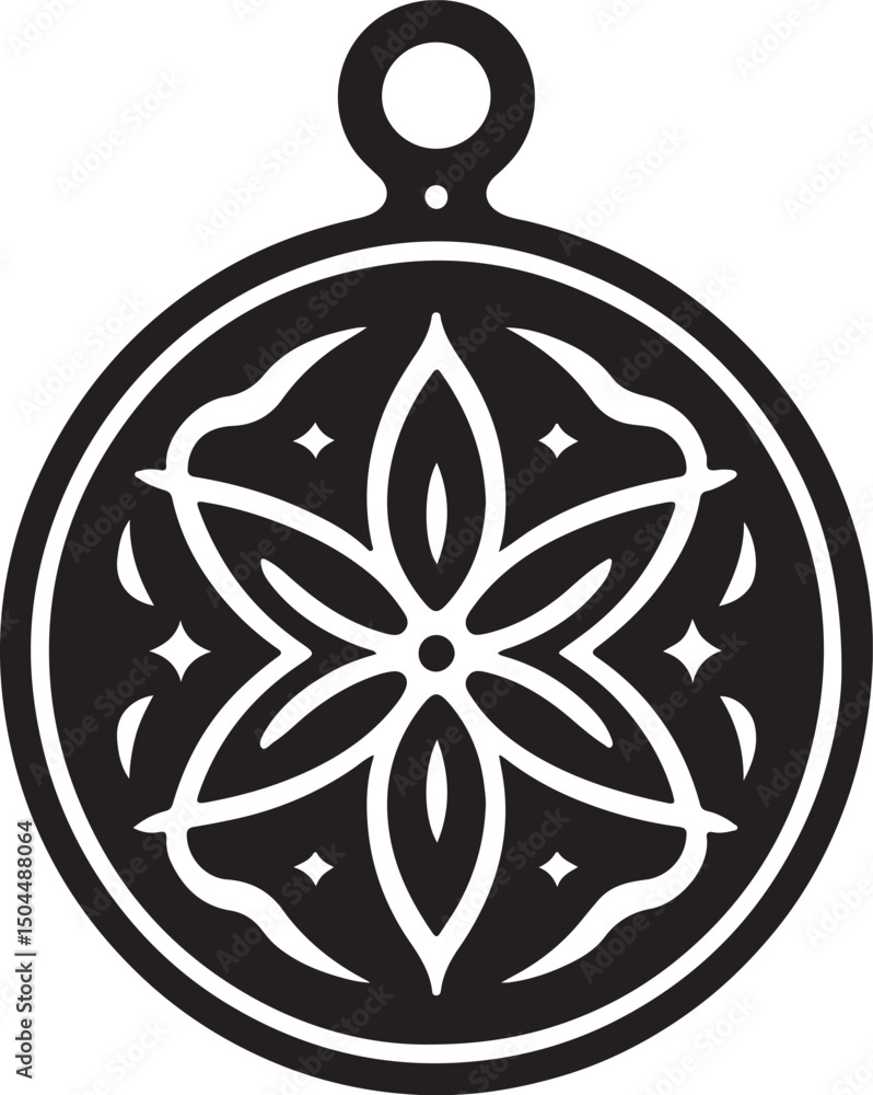 Amulet Black Silhouette Vector, Mystical Charm Clipart & Magical Symbol Design Amulet Black Silhouette Vector, Mystical Charm Clipart & Magical Symbol Design