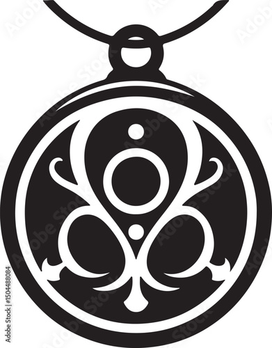 Amulet Black Silhouette Vector, Mystical Charm Clipart & Magical Symbol Design