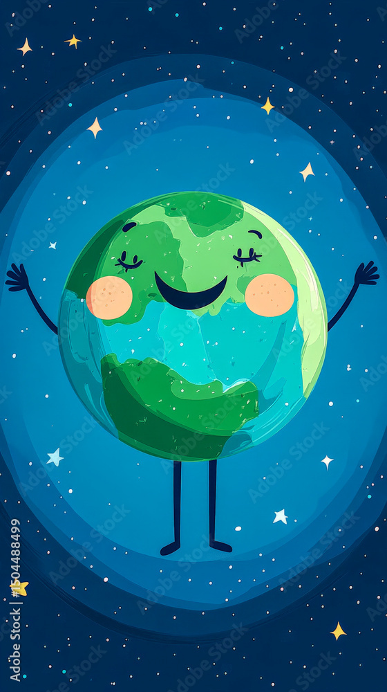Naklejka premium Planet Earth being handed from older to younger generation in symbolic scene