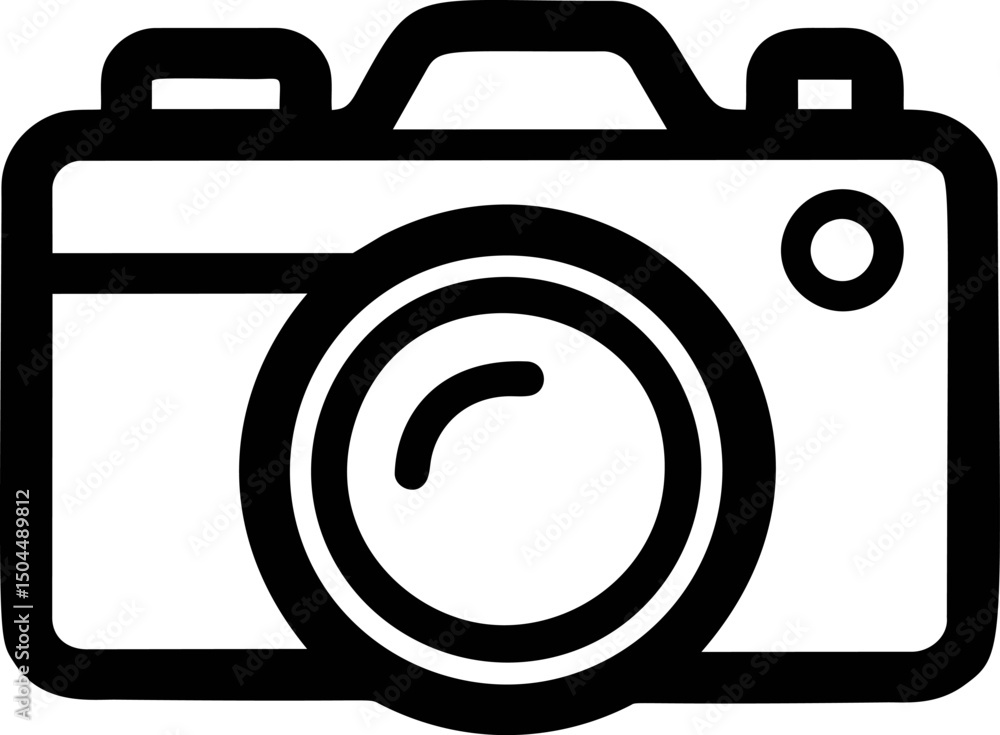 custom made wallpaper toronto digitalBlack and white camera icon with simple lines on a plain background. Vector illustration