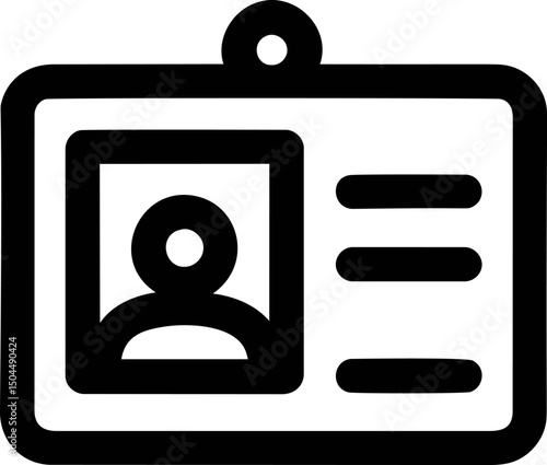 Black and white icon of a generic identification card. Vector illustration