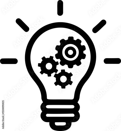 Light bulb with gears representing innovation and creativity concept. Vector illustration