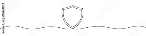 Continuous line drawing of shield. One line drawing background. Vector illustration. Editable stroke