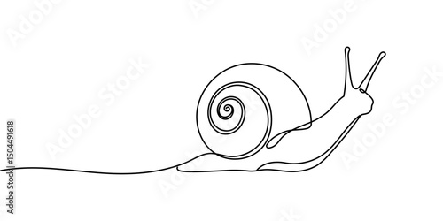 Snail continuous one line drawing isolated on white background best use for logo banner minimalism Editable stroke