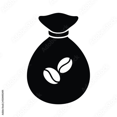 Coffee bean sack vector silhouette