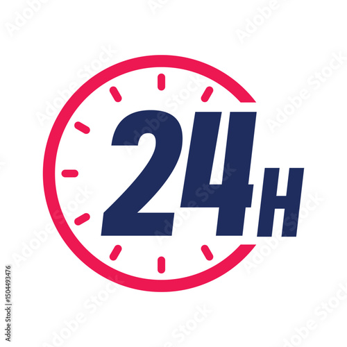 Twentyfour hours icon, 24h colored vector icon