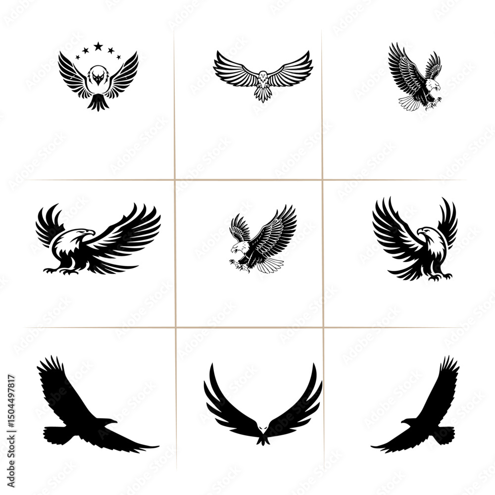 Obraz premium black and white bird group vector 2