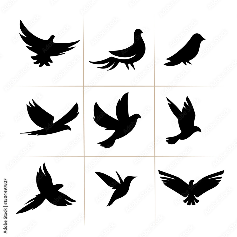 Obraz premium black and white bird group vector 3