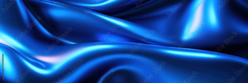 Obraz premium Luxurious flowing blue silk fabric with shimmering highlights